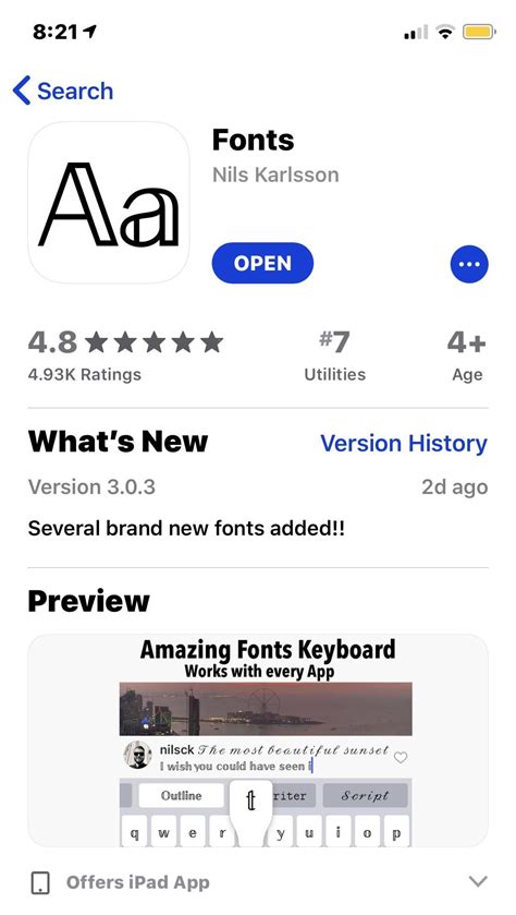 Meet Fonts Art, your ultimate toolkit for digital self-expression! With this app, you’ll enjoy: Extensive Font Collection. Choose from 500+ fonts that cater to every mood and style. Whether you're creating posts for Instagram and TikTok or engaging in conversations on iMessage or WhatsApp, our stylish font designs will make your messages ...